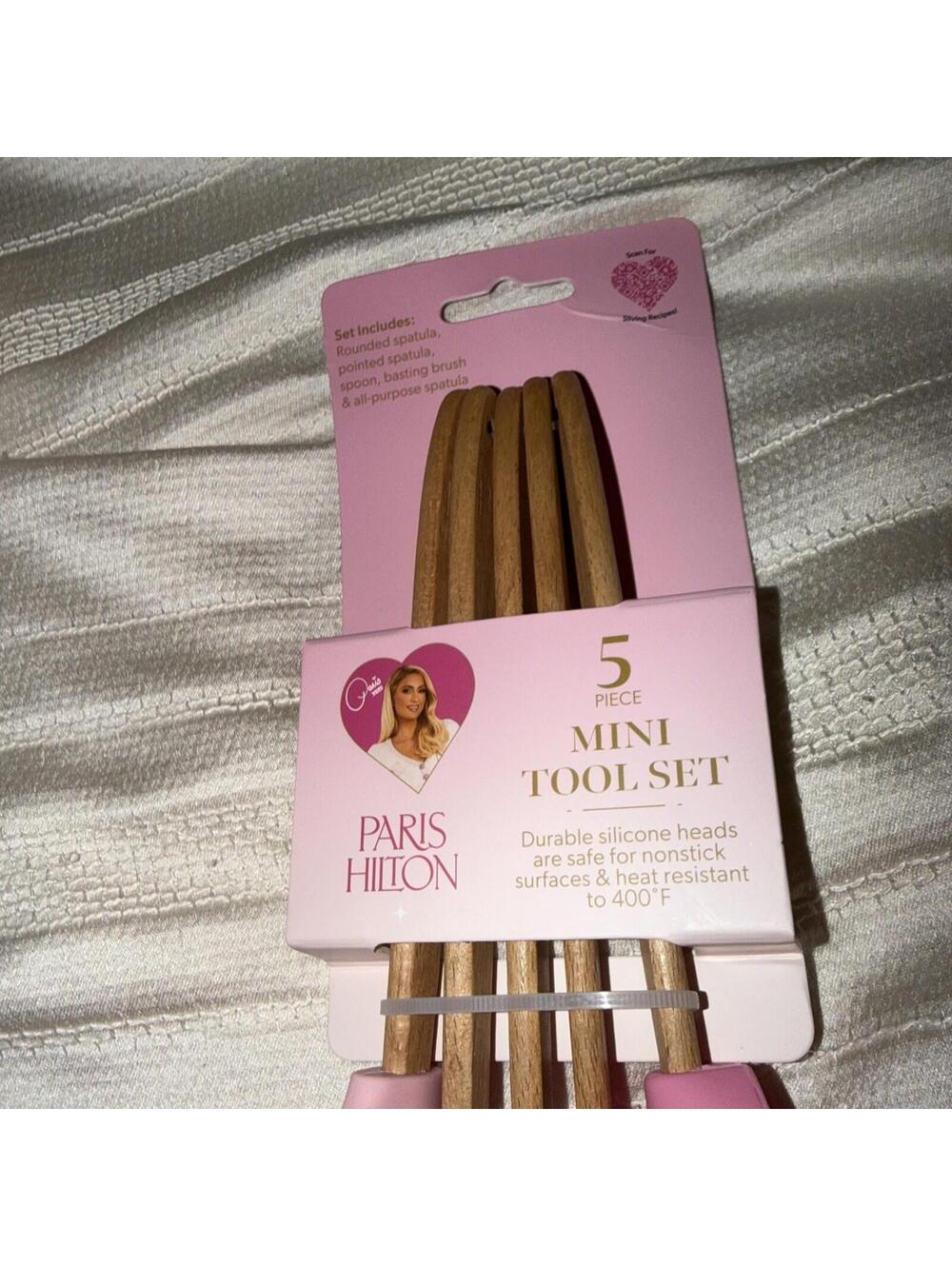 Paris Hilton ❤️5 Piece Mini Silicone Spatulas set Pink New - Picture 3 of 4